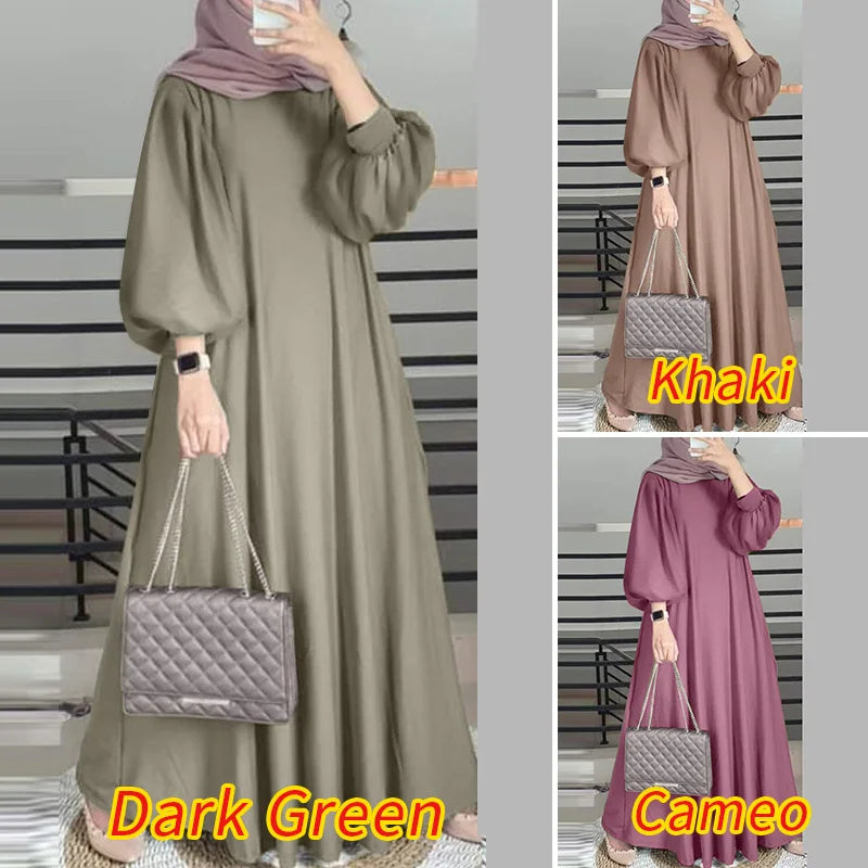 Muslim abaya ZANZEA Autumn Sundress Women Dress Hijab Dresses.