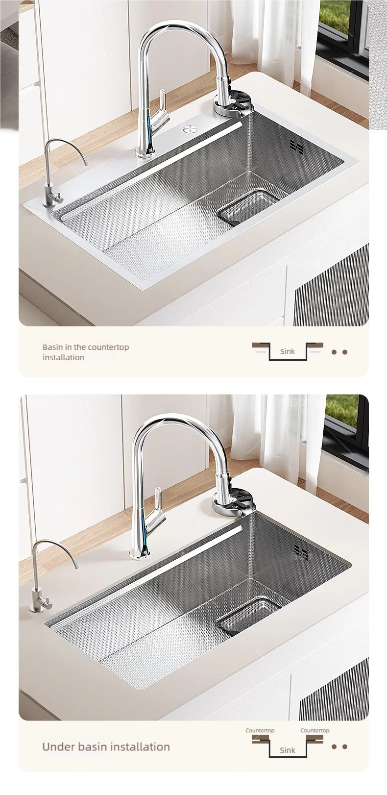 Corrosion Resistant Stainless Steel Household 316L Food Grade Kitchen Sink Large Single Slot Dish and Vegetable Wash Basin
