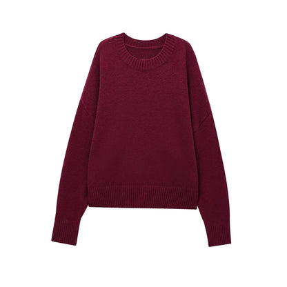TRZA-Damen Soft Touch Übergroßer Strickpullover, O-Ausschnitt, lange Ärmel, weibliche Pullover, schicke Tops, Mode