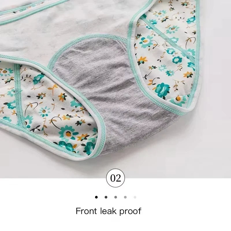 3pcs girl 's Pure Cotton Menstrual Leak-Proof Breathable Briefs Three Layers teenager Physiological Student Mid Waist Pantie.