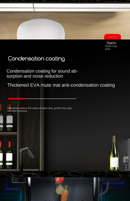 55 cm x 32 cm, 304 Nano-Edelstahl, versteckter Waschbecken-Klapphahn mit großem Einzelschlitz und Abdeckplatte, Bartheke, Tassenscheibe