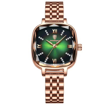 POEDAGAR High Quality Luxury Women Watch Stainless Steel Square Waterproof Quartz Ladies Wristwatches Dress Elegant Femme Clocks.