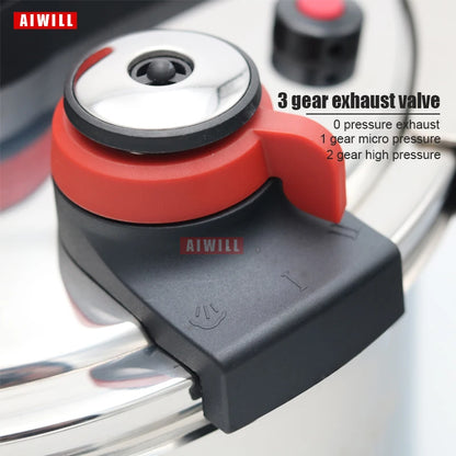 AIWILL 2L/6L/8L 3Gear Pressure Cooker 304 Stainless Steel Multifunctional Pressure-Limited Explosion-proof Quickly Cooking.