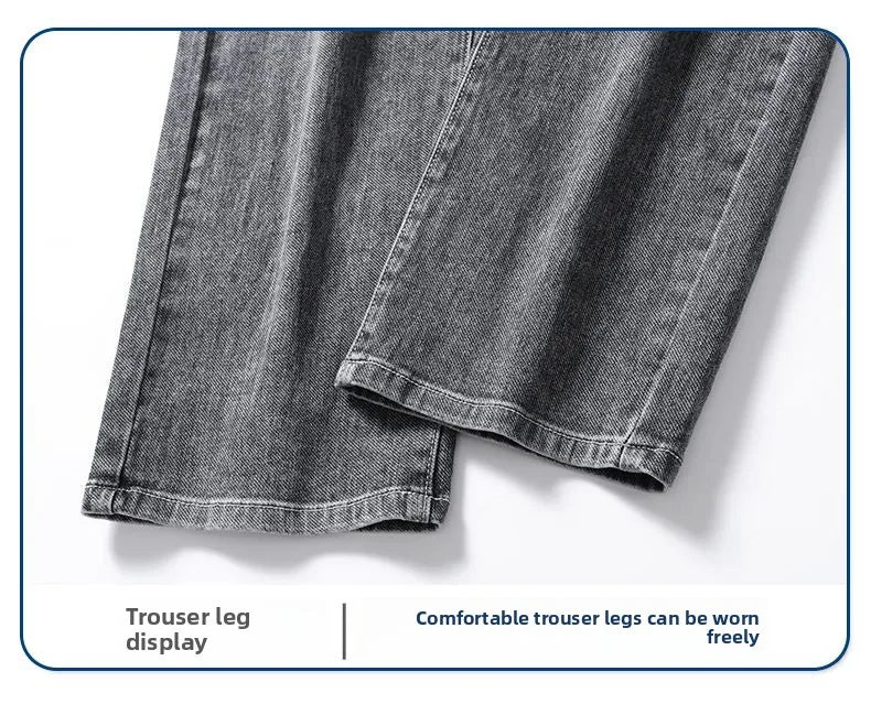 2025 New High Quality Jeans Men Baggy Pants Autumn Straight Cut Loose Solid Denim Pants Streetwear Fashion Pockets Vintage Man.