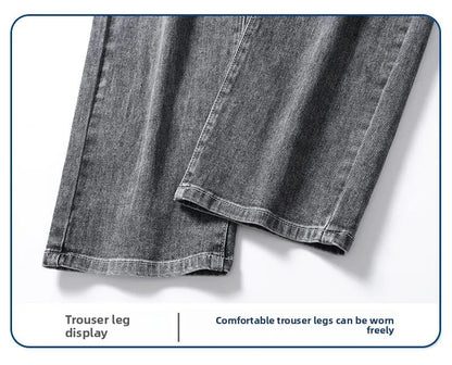 2025 New High Quality Jeans Men Baggy Pants Autumn Straight Cut Loose Solid Denim Pants Streetwear Fashion Pockets Vintage Man.