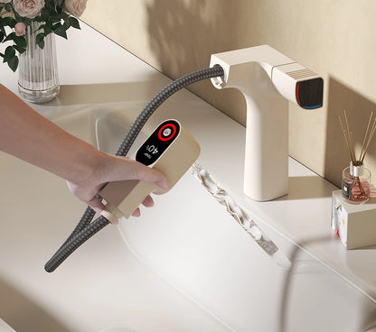 VGX Purified Bathroom Faucets Pull Out Water Filter Tap White Basin Mixer Sink Faucet Gourmet LED Display Brass Tapware Crane