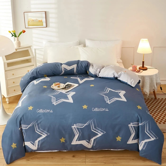 3PC 100% Cotton Duvet Cover Set Striped Printing 1PC Duvet Cover 2PC Pillowcase Cotton Soft Skin Friendly Bedding.