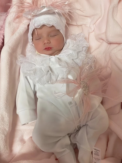 Dollbling Newborn Set Baby's Sets Rhinestone Crown 0-3 Months Hat+Bodysuits+Gloves+Shoes 4 Parts Boy Girl Jumpsuit Clothing