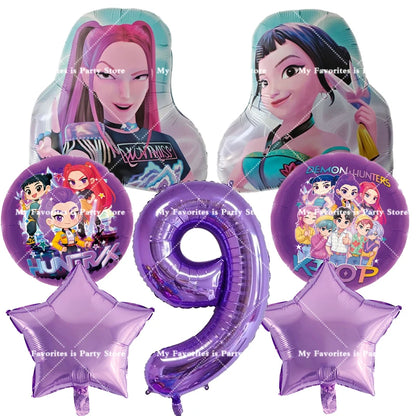 Kpop Dämon Jäger Geburtstag Luftballons Set Anzahl Ballon Anzug Folie Ballon Cartoon Geburtstag Party Liefert Dekor Baby Dusche Geschenk.