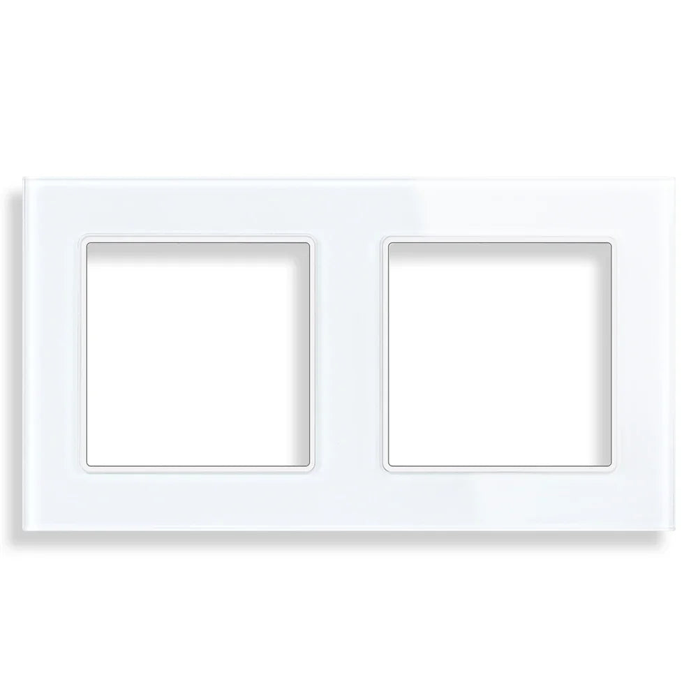 SRAN F6 Serie mehrere Rahmen Weiße Panel aus gehärtetem Glas, EU FR UN-Steckdosen und Schalter Dimmer-Lüfter-Fußlampe Rj45-Modul DIY