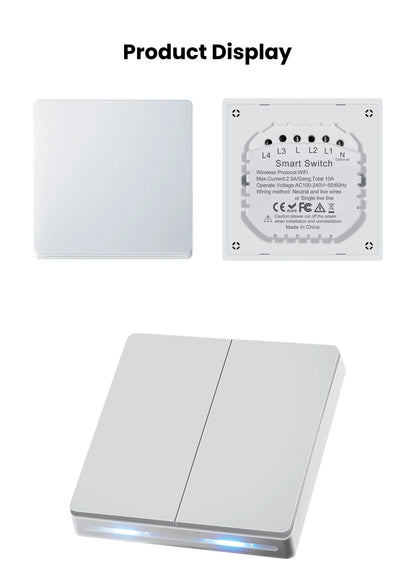 GIRIER Smart Lichtschalter WiFi Druckknopf Wandschalter Neutralleiter erforderlich 1/2/3/4 Gang Funktioniert mit Tuya Alexa Google Home