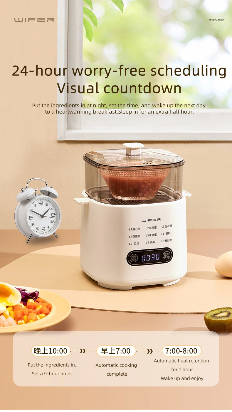 300W Electric Egg Boiler Breakfast Machine Multicooker Steamer Automatic Egg Cookers Home Egg Custard Steaming Cooker with Timer.