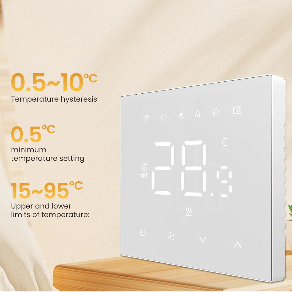 AVATTO Tuya WiFi Matter Smart Thermostat WaterGas Electric Floor Heating Temperature Controller For Alexa Google Apple HomeKit.