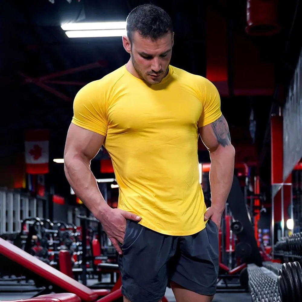 New Fashion Men's Summer Casual Comfortable Tight-Fitting T-Shirt Sports Gym Sportswear Quick-Drying Breathable T Shirt M-3XL.
