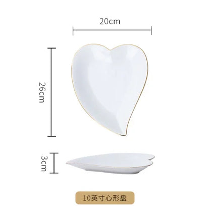 European Golden edged ceramic plate creative home serving plate special-shaped ceramic cutlery dinner plates fruit snack plates.