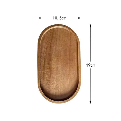 Japanese Acacia wooden tray rectangular dinner plate heat insulation solid wood grain oval bread.