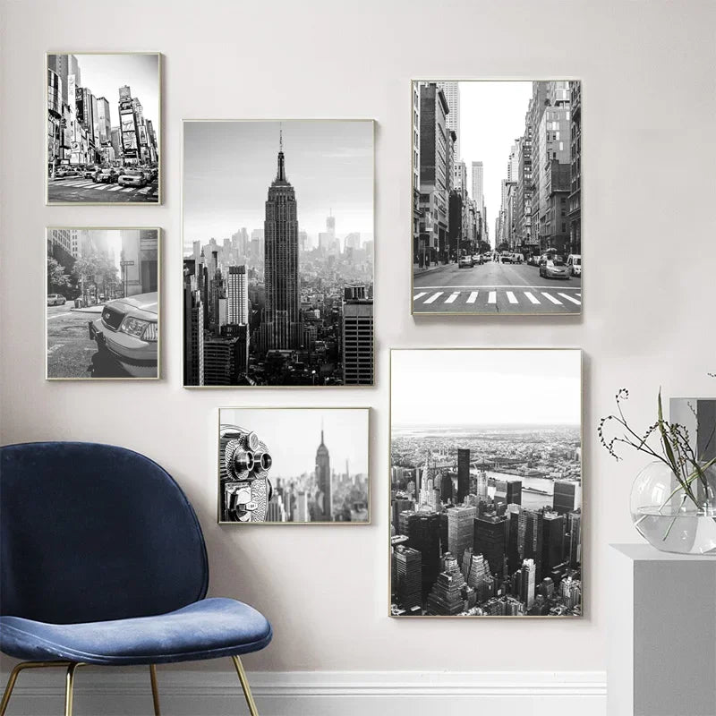 New York City Canvas Posters and Prints Black and White Wall Art Pictures Living Room Decoration Painting on The Wall Home Decor.
