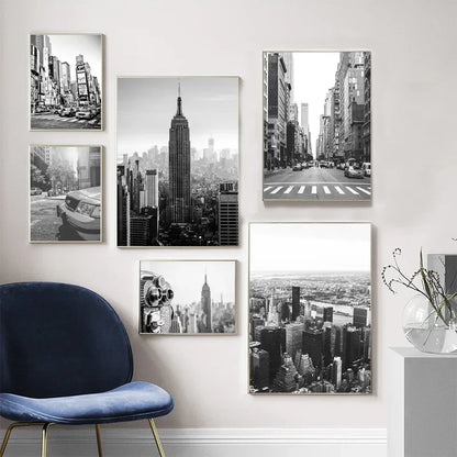 New York City Canvas Posters and Prints Black and White Wall Art Pictures Living Room Decoration Painting on The Wall Home Decor.
