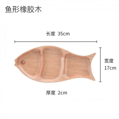 Wooden Leaf Shaped Fish Shaped Nut Tray Divided Plate Fruit Bread Pastry Tray Japanese Tableware.