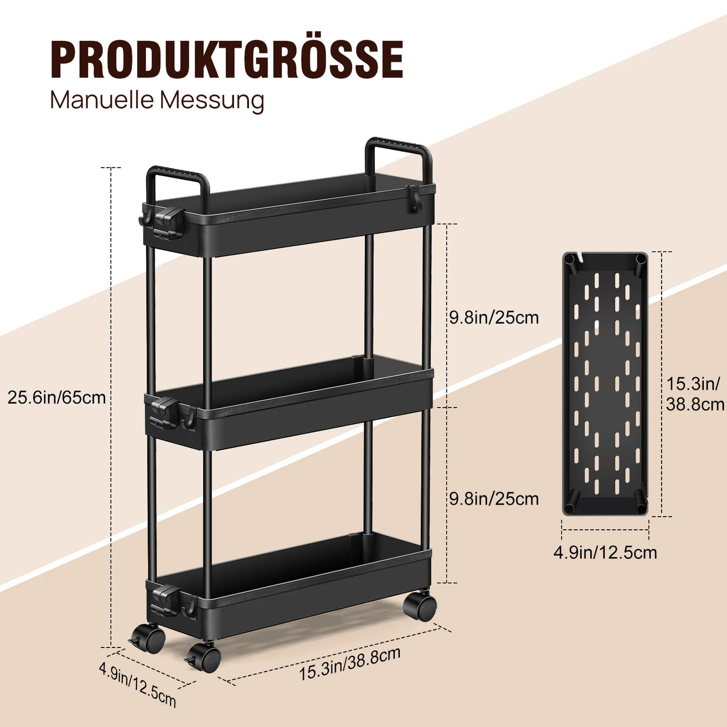 Pipishell Slim Aufbewahrungswagen mit Rädern, Badezimmerwagen-Organizer, Badezimmer-Aufbewahrung, klein, Rollwagen für Badezimmer, Waschküche