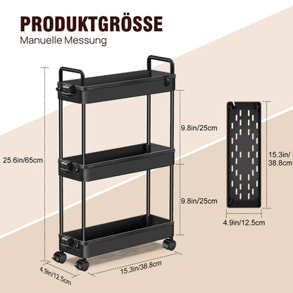 Pipishell Slim Aufbewahrungswagen mit Rädern, Badezimmerwagen-Organizer, Badezimmer-Aufbewahrung, klein, Rollwagen für Badezimmer, Waschküche