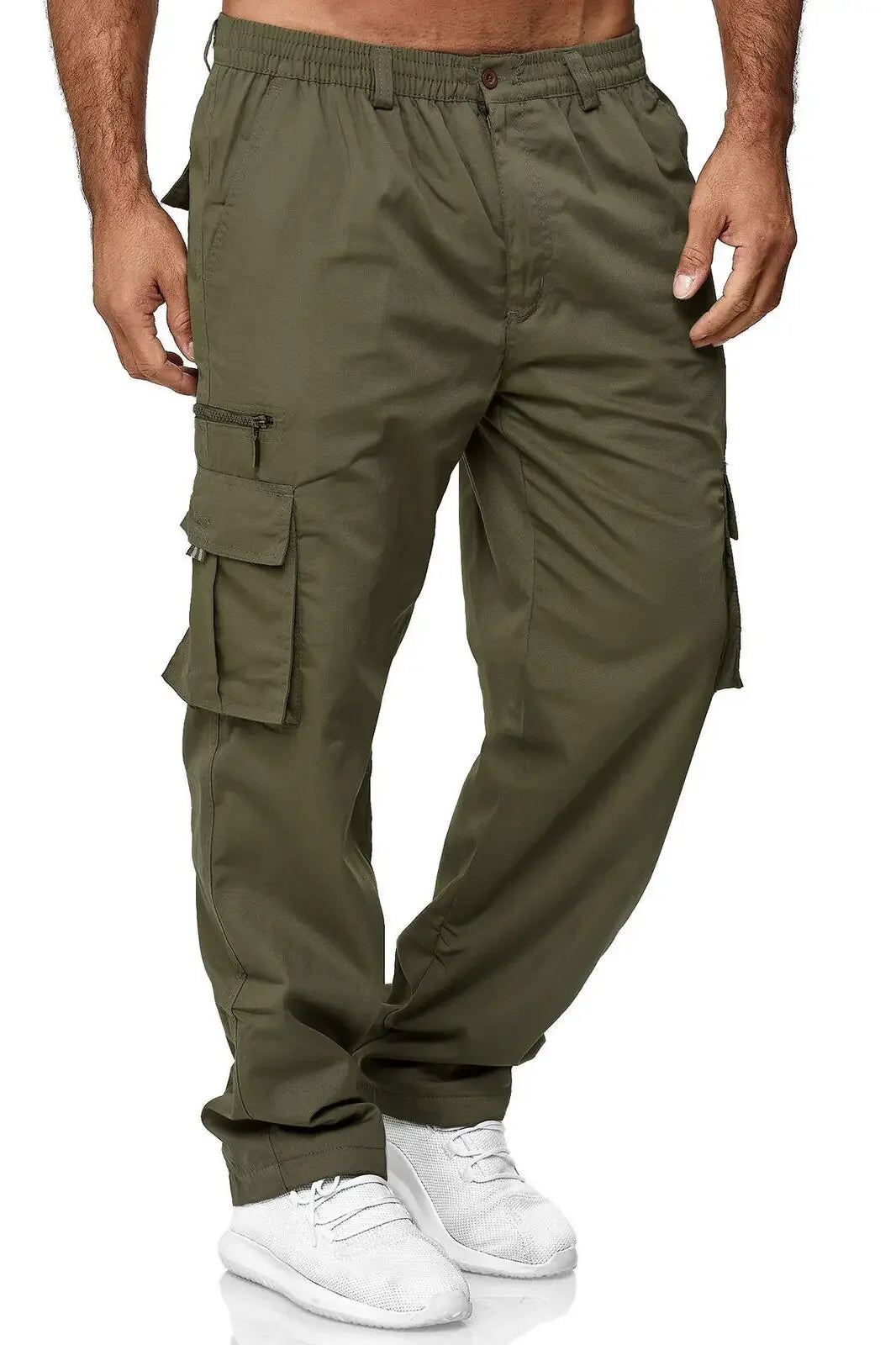 Men's Cargo Pants Sweatpants Outdoor Loose Straight Long Trousers Summer Casual Multi-Pocket Durable Workwear Male Trousers.