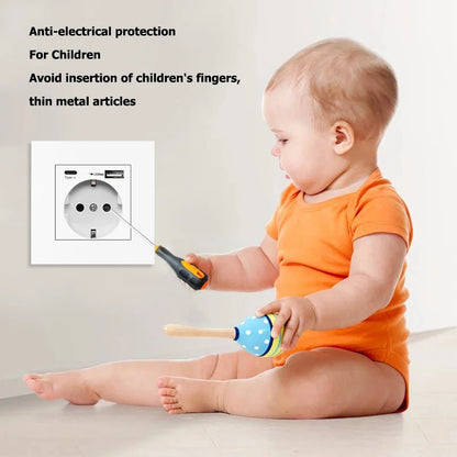 Eiomr eu standard steckdose, einfach und doppelt 220v 16a weiß schwarz pc panel eu steckdose, wand usb typ c stecker steckdose für zu hause.