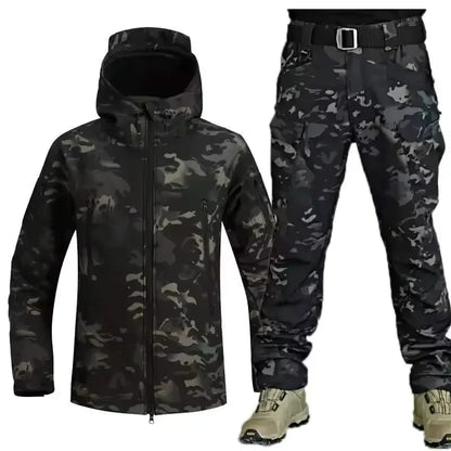 Winter autumn fleece warm waterproof suit men's jacket tactical outdoor hiking fishing camping sportswear jacket