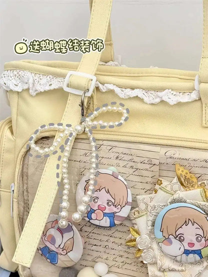 New Y2K Cute Japanese Ita Bag Lolita Girl Transparent Shoulder Tote Bag Large Capacity Crossbody Casual Bag DIY Display Handbags.