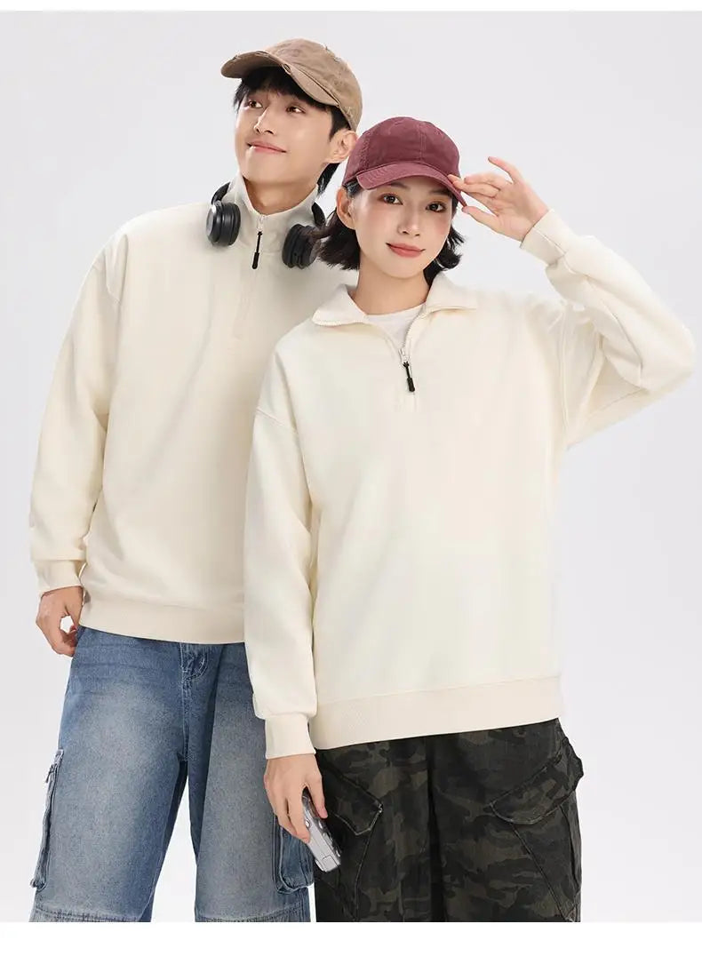 XH-528 2025 Autumn New Regular Fit Lightweight 360gsm Thermal Fabric Half Zip Sweatshirts Men Pullovers.