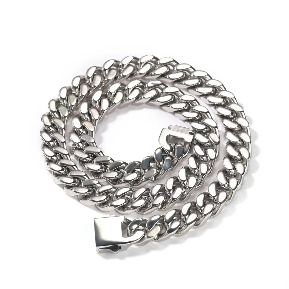 316 Stainless Steel Plated 18k Gold Fashion 8.10.12mm Encrypted Cuban Chain Miami Rap Hip Hop Men's Bracelet Accessory.