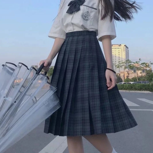Pleated Skirts Women Japanese Preppy Style Plaid Faldas Kawaii Schoolgirls Chic Spring Autumn High Waist All-match Fashion Youth.