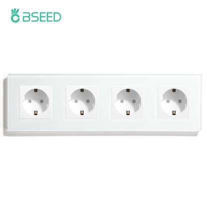 BSEED EU Standard Einzigen Steckdose Doppel Glas Steckdosen Triple Steckdosen Steckdose Für Home Office Schlafzimmer 16A.