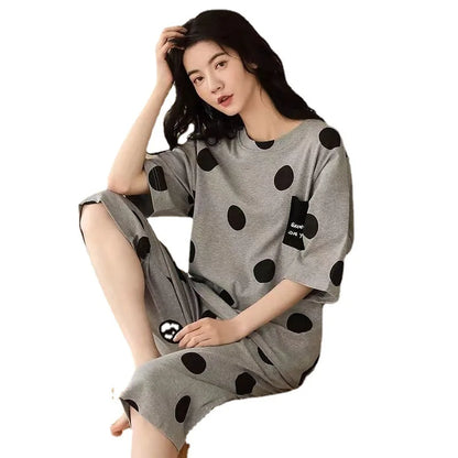 Sommer Neue Damen Pyjamas Homewear Set Kurzarm Pyjamas frauen Sommer Einfache Koreanische Cartoon Lose Große Größe Homewear.