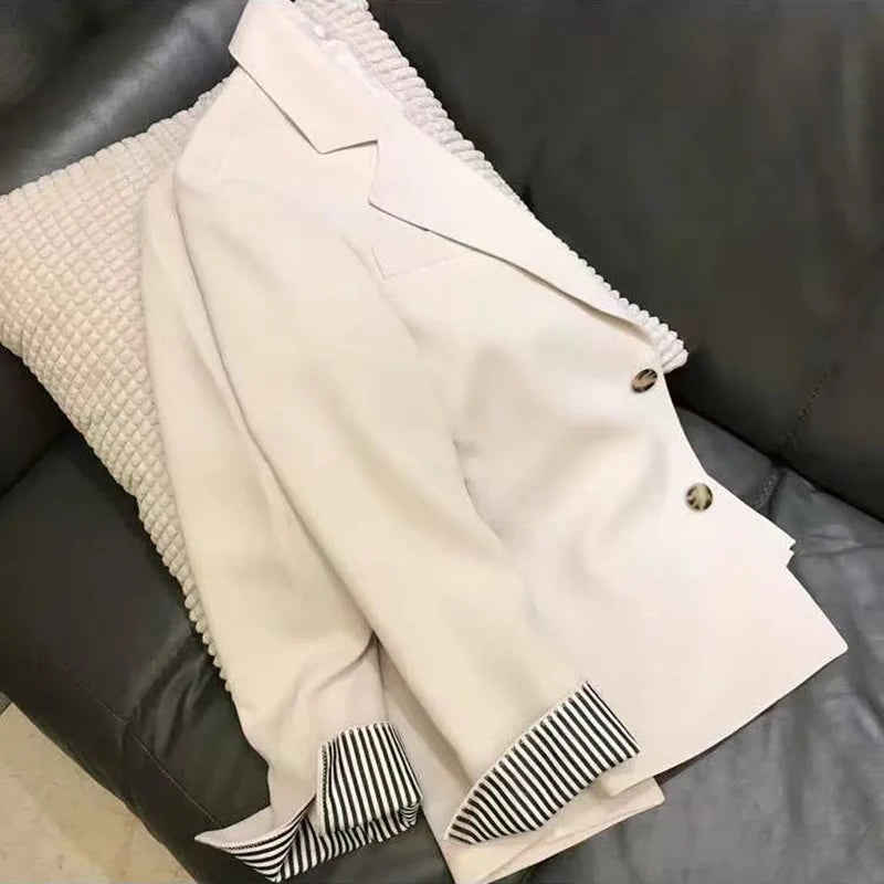 Casual Blazer for Women Korean Elegant Office Ladies Single Breasted Suit Jacket Y2K Autumn Loose Streetwear All Match Outerwear.
