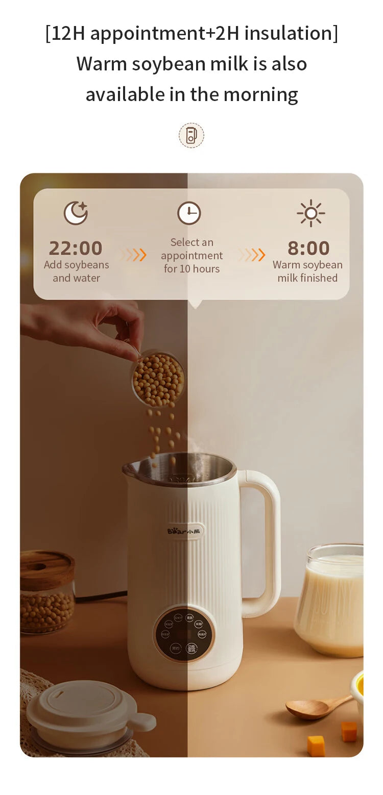 Bear 600ml Soy Milk Machine Maker Soybean Blenders For Kitchen Juicer Food Processors Nut Vegan Low Noise 220V Wall Breaking.