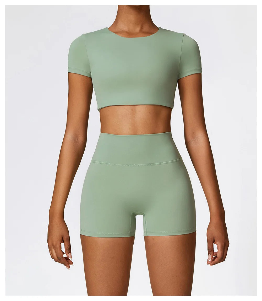 Yoga Top Women Sport T Shirts Push Up Fitness Clothes Short Sleeve Yoga Shirt Gym Top Running Active Wear Sport Top Femme Tights.