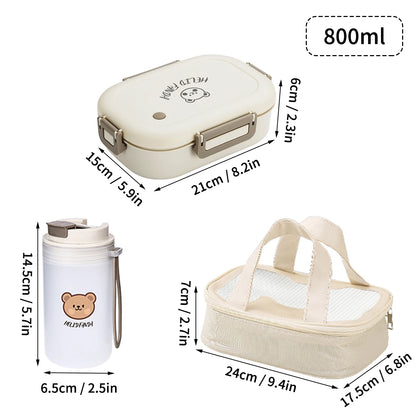 WORTHBUY Portable Plastic Bento Lunch Box With 3 Removable Compartment Leak-proof Microwave Salad Food Container For Kids School