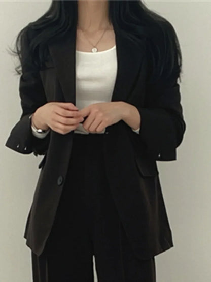 Mode 2-teilige Sets Damen Outfits Frühling Herbst Neu in Koreanische Hosen Sets Pendler Eleganter Anzug Mantel 2-teilige Sets Damen Jacke