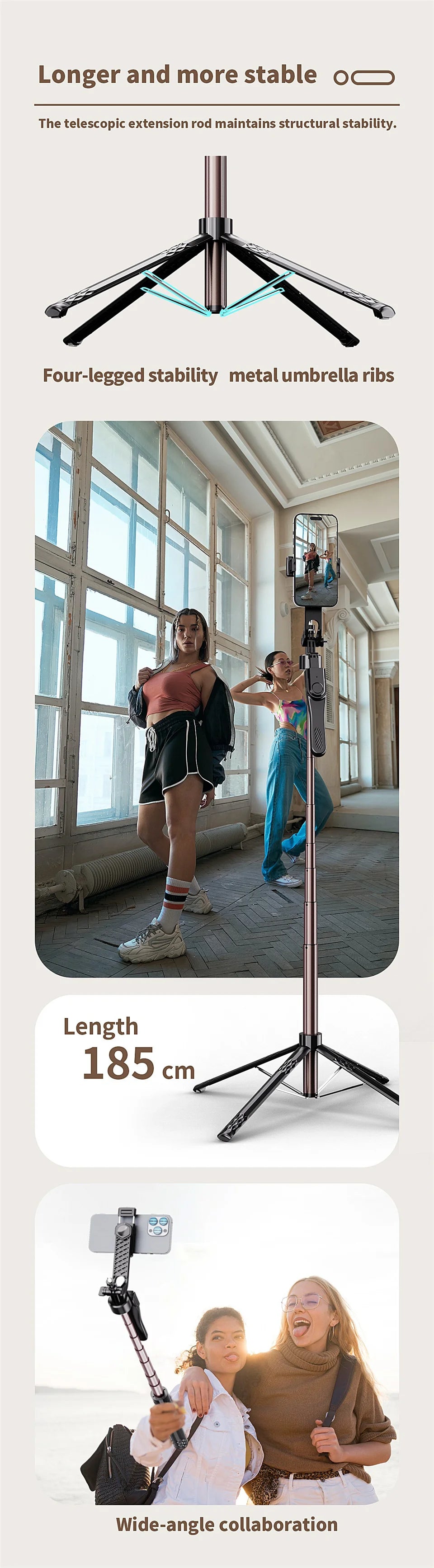 FGCLSY new 360° Rotation Gimbal Stabilizer ,Selfie Stick Tripod for Smartphone Camera With Bluetooth shutter Stabilizer for Live.