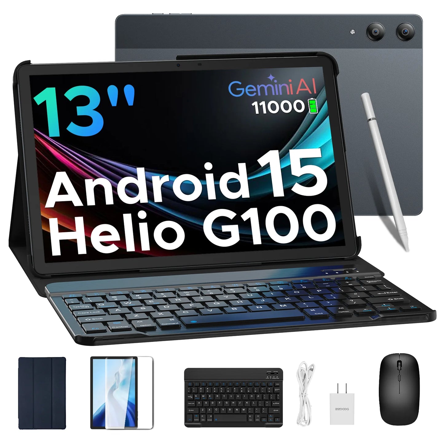 Doogee Tab E3 Pro 2 in 1 Tablet Pc 13" Android 15 Gemini Ai 32Gb Ram(8+24) 256Gb 11000Mah Battery Helio G100 Octa Core Tablet Pc.