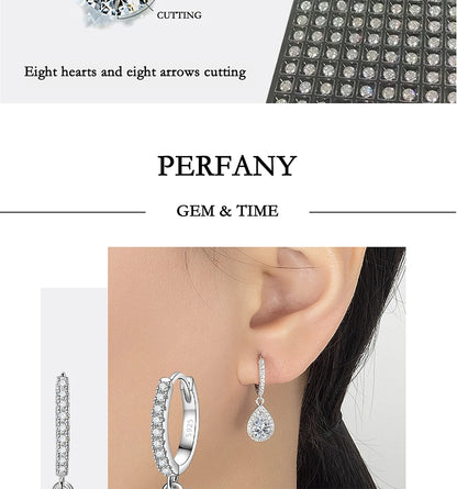 PERFANY 1CT Pear Cut Moissanite Earrings for Women S925 Pure Silver Laboratory Cultivated Diamonds Elegant Wedding Jewelry.