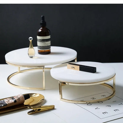 Nordic Marble Cake Dessert Tray Decoration Modern Simple Home Makeup Tools Jewelry Storage Plate Fruit Snack Chocolate Display.