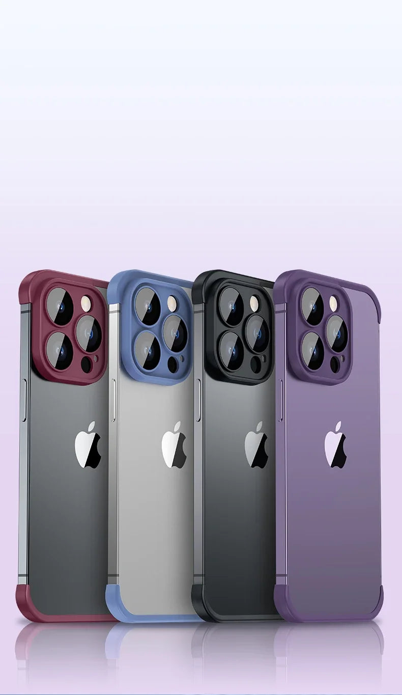 Frameless Silicone Bumper with Lens Protector Case for IPhone 17 Air 14 13 12 15 16 Pro Max Plus 15Pro 16Pro IPones Corner Cover.