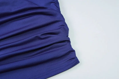 BOOFEENAA Asymmetrical One Shoulder Crop Tops Black Blue Sexy T Shirts for Woman Summer 2025 C95-BA13