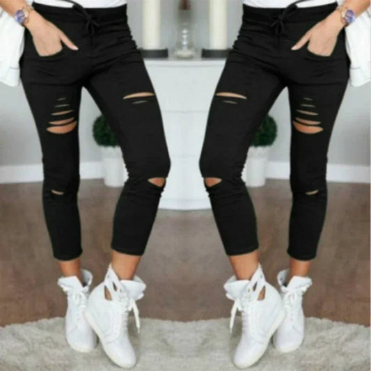 Zerrissene Jeans für Damen, große Größe, zerrissene Hose, Stretch-Bleistifthose, Leggings, Damenjeans, Damenjeans