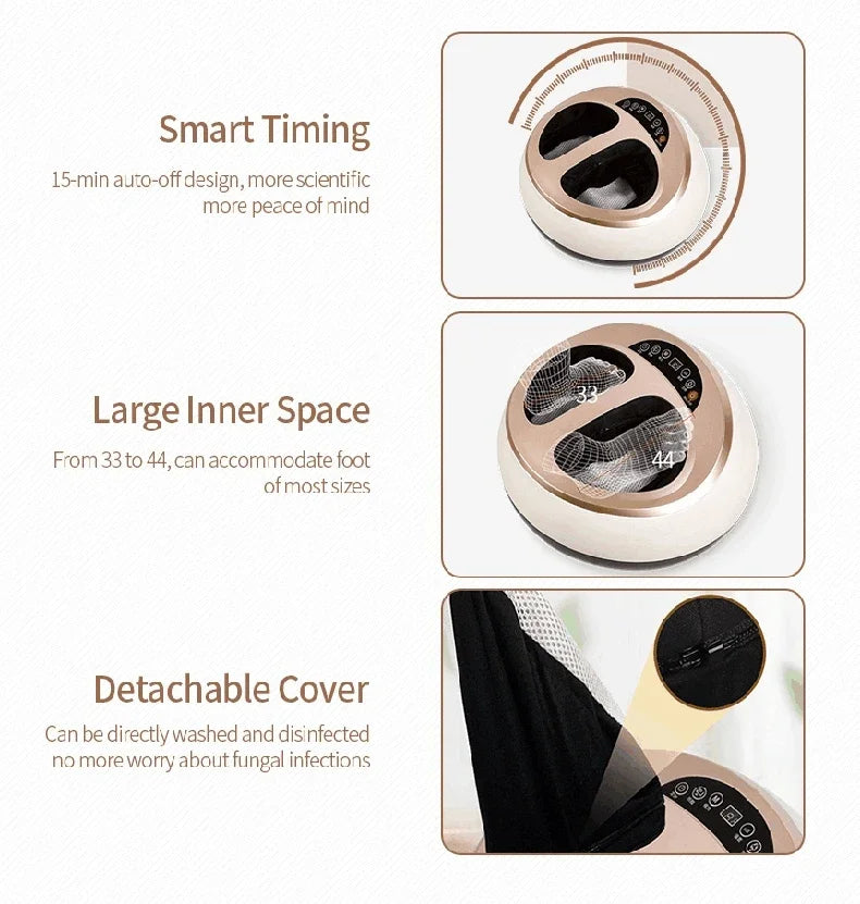 Electric Shiatsu Foot Massager Health Care Heating deep Kneading Scraping Vibration Air Compression Massage Therapy Anti-stress.