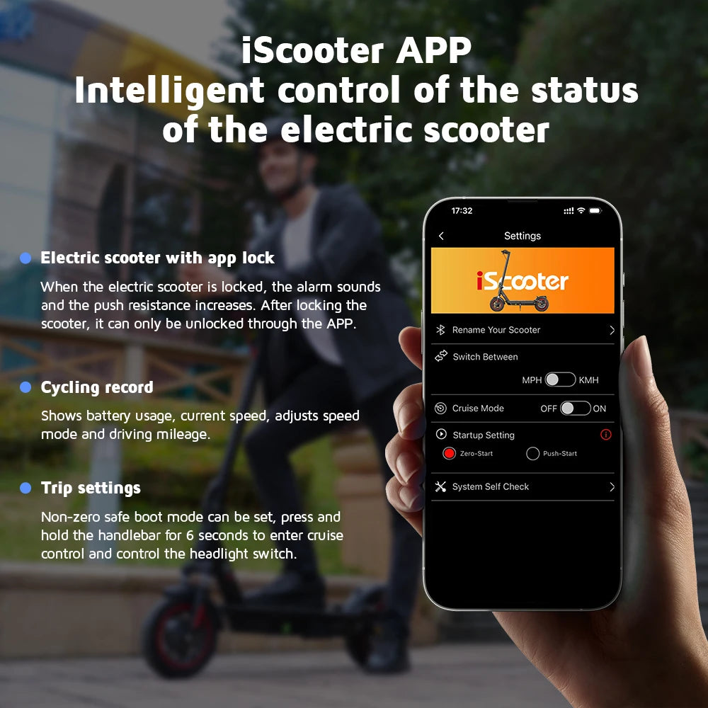 iScooter i10 Electric Scooter 10 Inch 650W Motor Foldable Electric Scooter Max Range 45Km 42V 15Ah Battery Scooter.