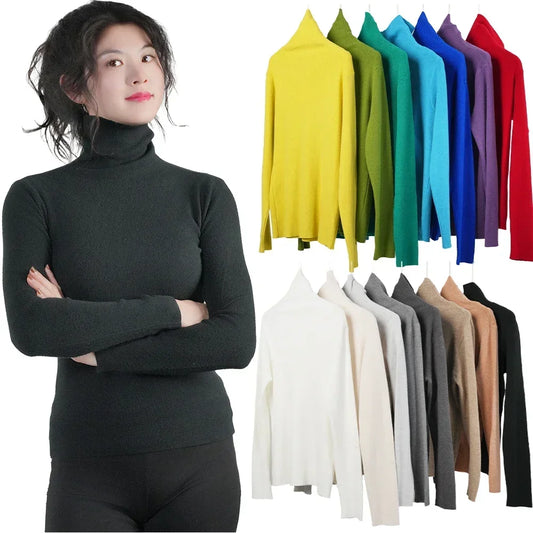 Frauen Pullover Winter Warm Hohe Kragen Strickwaren Langarm Schlank Jumper Frau Thermische Tops Kleidung Pullover Rollkragen Pullover