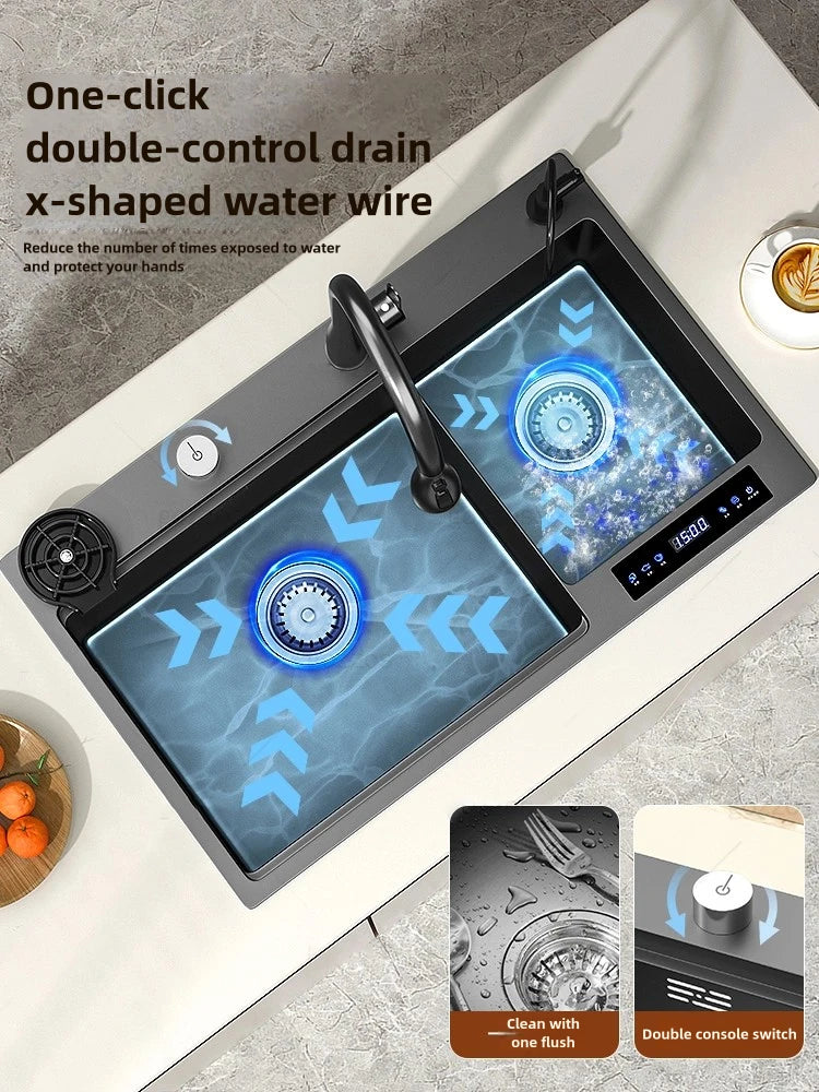 Water Catalyst sinks Stainless Steel Kitchen Sink Multifunctional Smart Double slot Cleaning Purification Sterilized Fruit